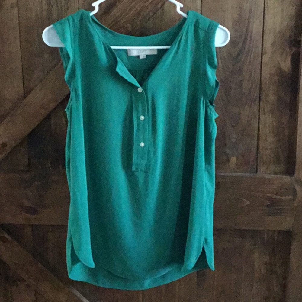 LOFT Green Sleeveless Blouse
